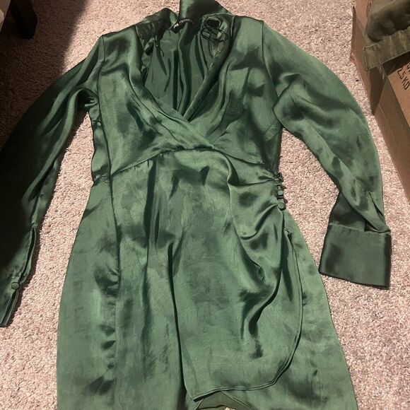 ZARA Heavy Satin Effect Dress NWOT size xs - Picture 4 of 16